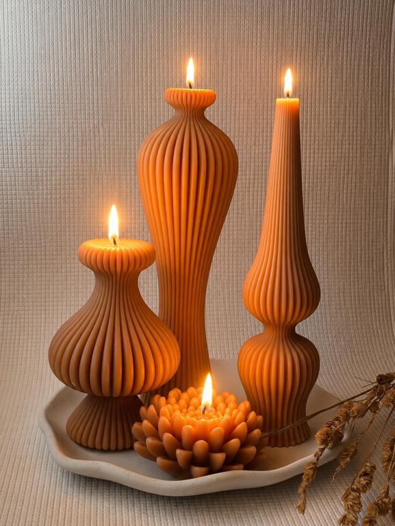 شمع دکوراتیو طرح شیاردار (نسکافه ای)