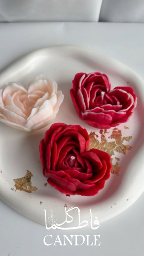 شمع گل رز قلبی