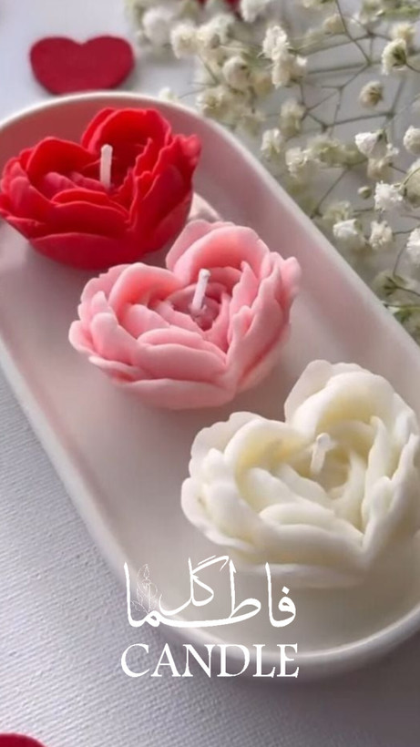 شمع گل رز قلبی