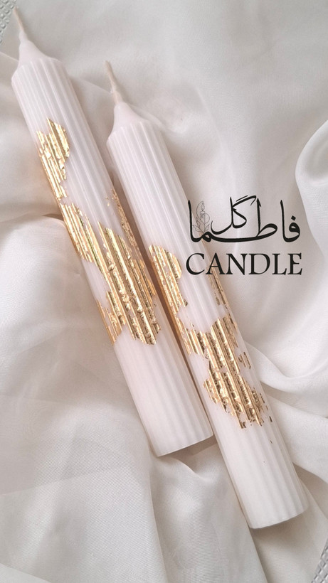 شمع قلمی شیاردار ورق طلا ۲۰ سانتی