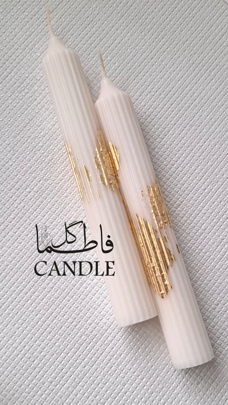 شمع قلمی شیاردار ورق طلا ۲۰ سانتی