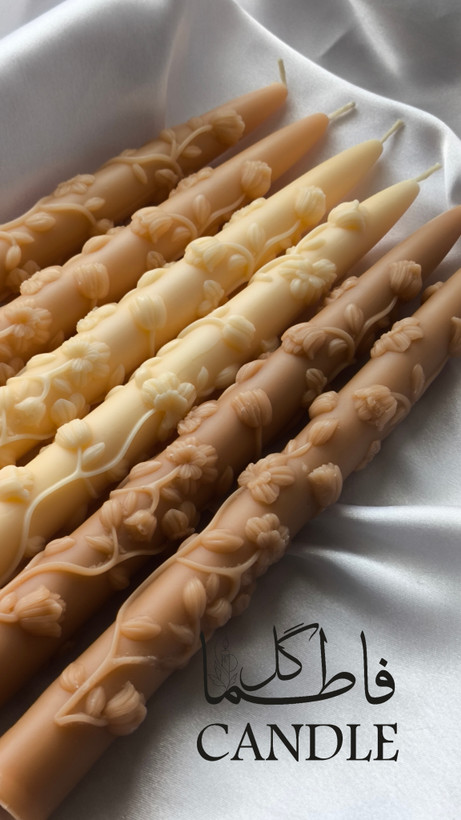 شمع قلمی ۲۰ سانتی طرح گل پرینتی (یک جفت)