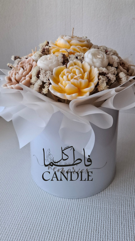 باکس شمع گل ژورنالی بزرگ سفید