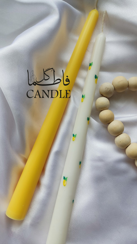 شمع قلمی ساده (دورنگ) با طرح لیمو