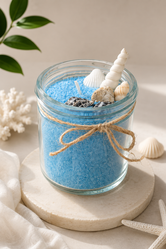 شمع پودری رنگی شیشه ای دردار