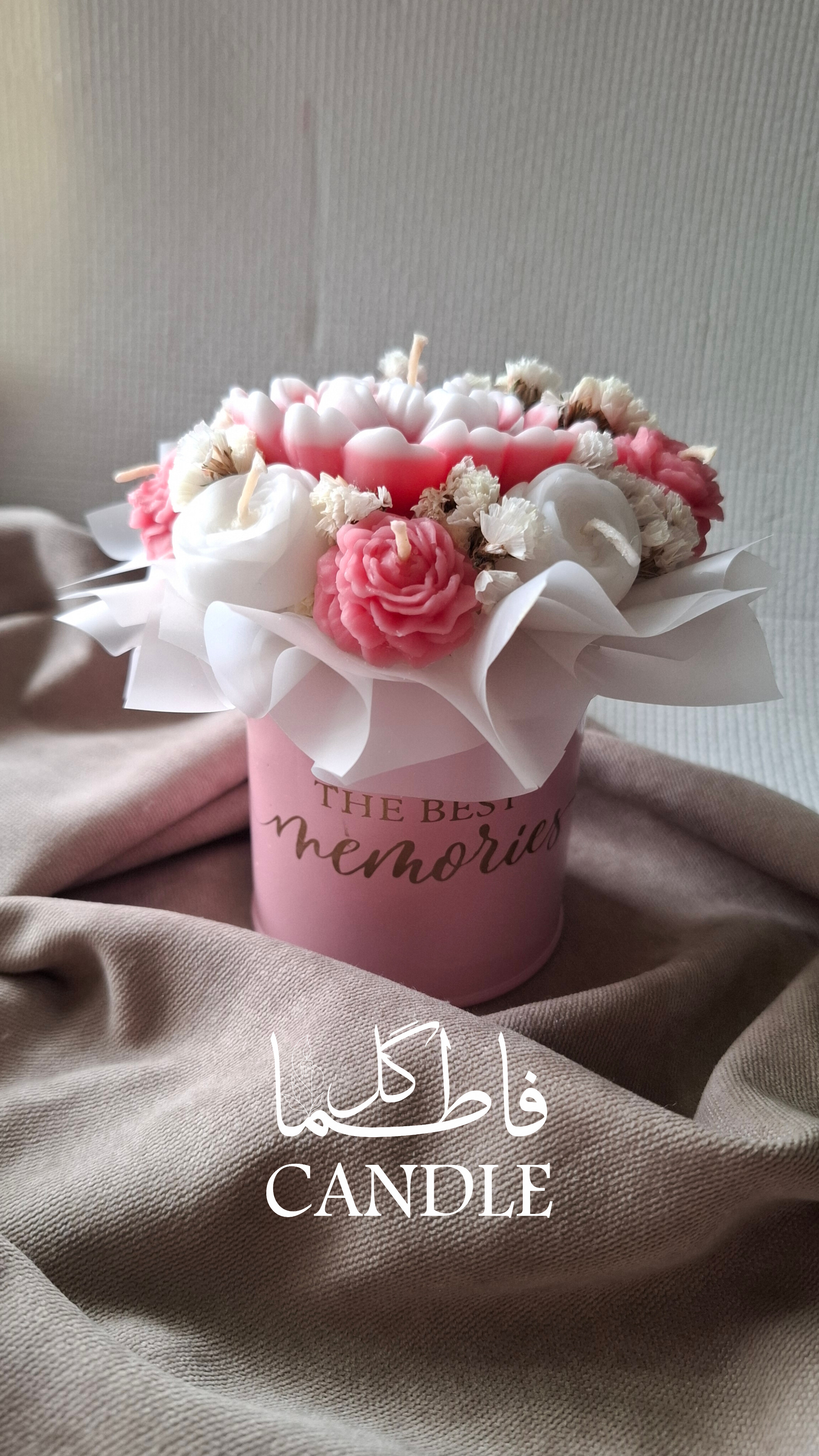 مینی باکس شمع گل ژورنالی (صورتی)